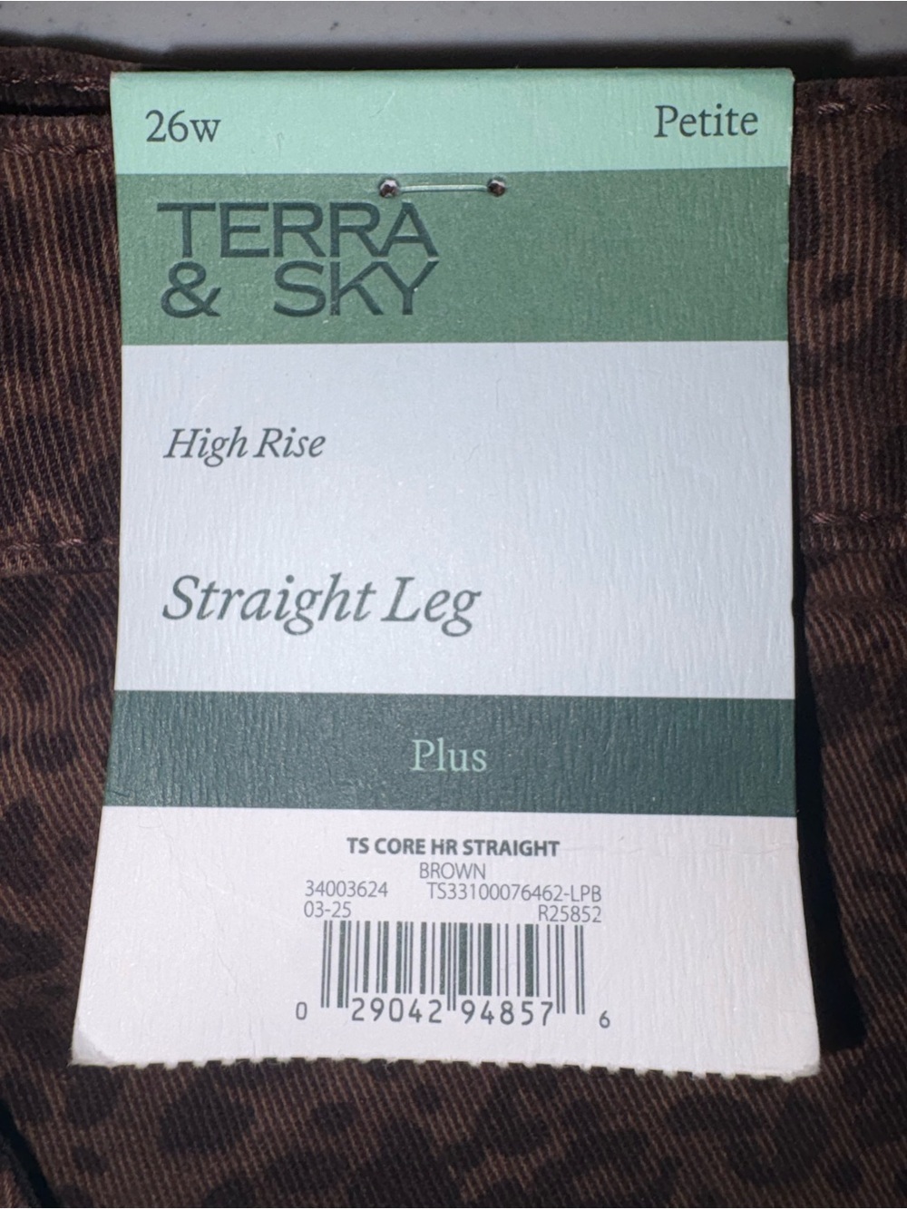 Terra & Sky Petite 26W Straight Leg Leopard Print Denim Pants - Picture 3 of 9